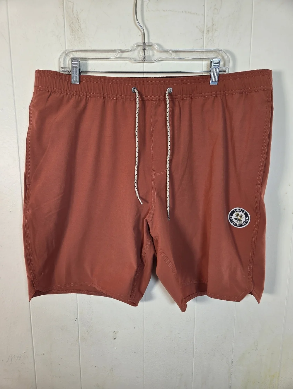 Vissla Solid Sets Ecolastic Board Shorts Brick Red Coconut Poly Ethical XXL